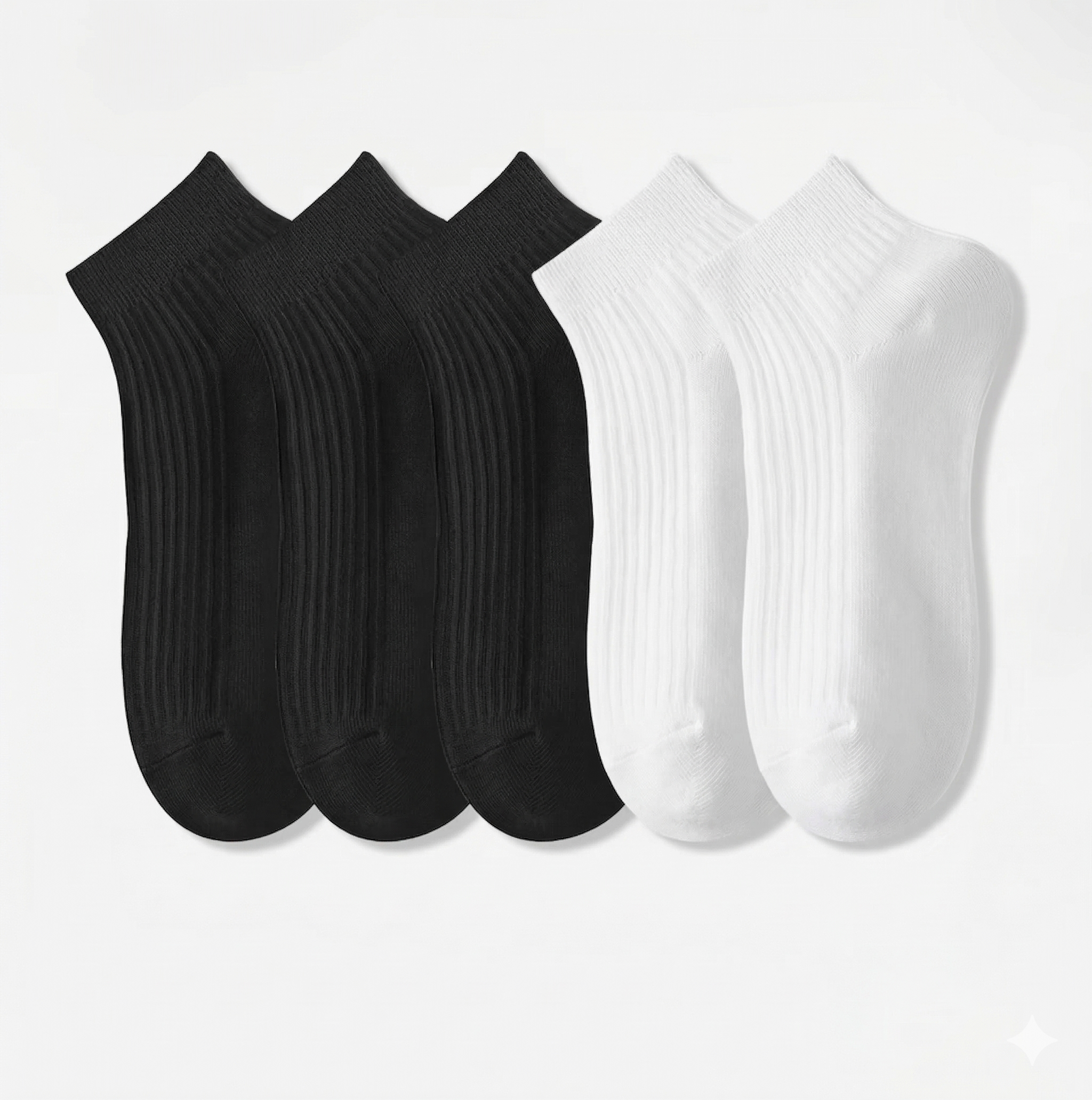 Pack 5 Calcetines Tobilleros Premium: 100% Algodón de Doble Aguja