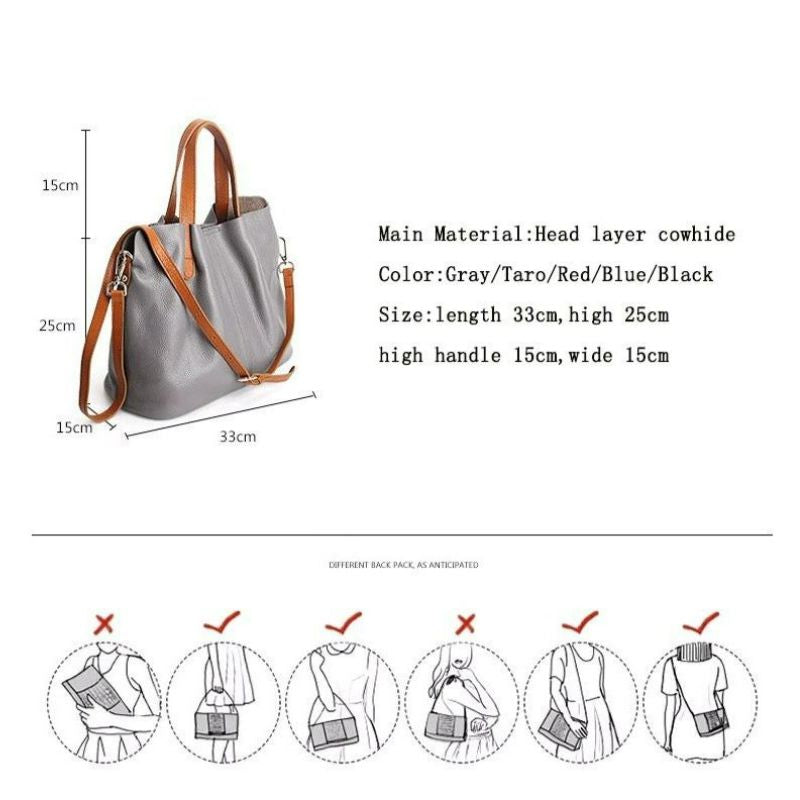 Elena™ | Classic Tote Bag – Bolso de Piel Auténtica