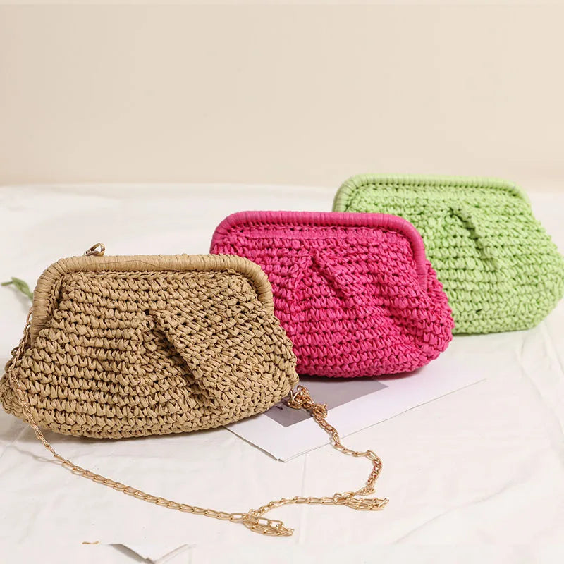Bolso Urban Loom: Clutch & Crossbody de Cordón de Papel con Cadena