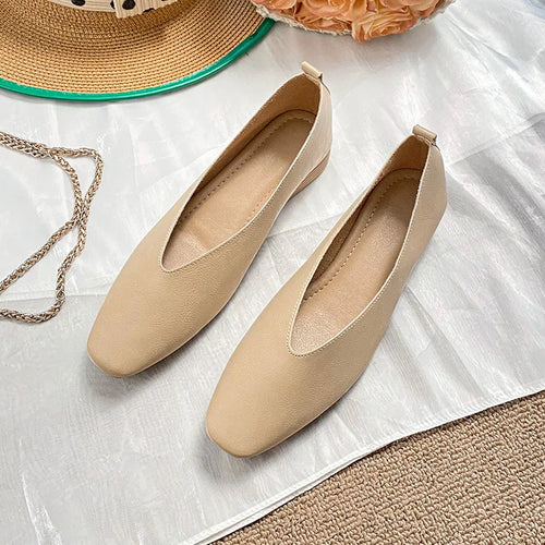 Bailarina Retro 'Soleil': Minimalismo Francés y Puntera Cuadrada