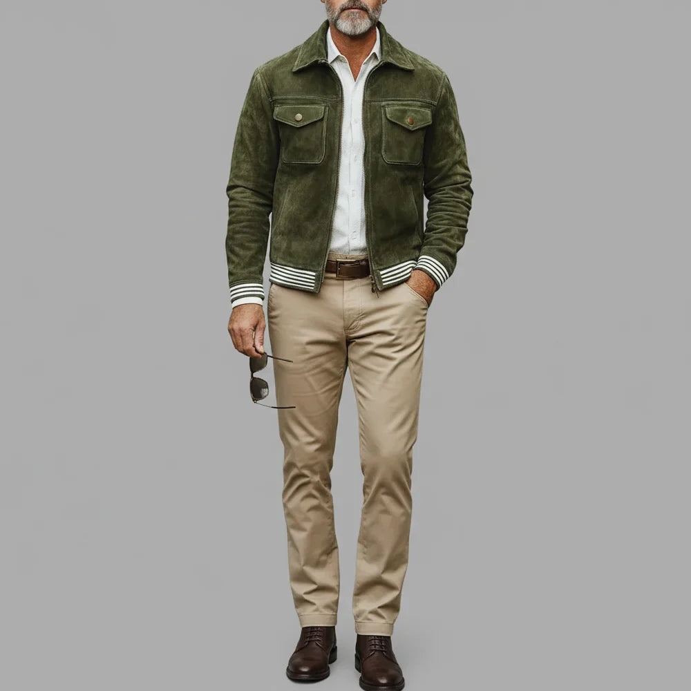 CHAQUETA RETRO EN ANTE VERDE KAKI