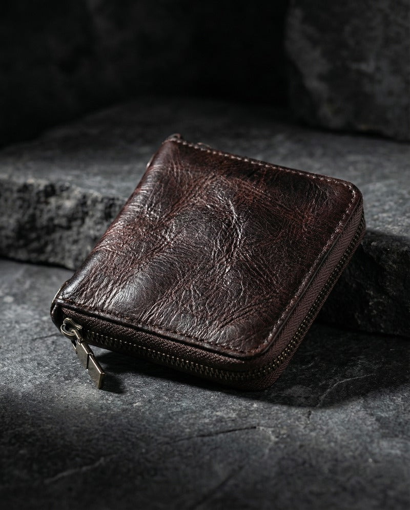 Cartera con Cremallera de Piel de Becerro
