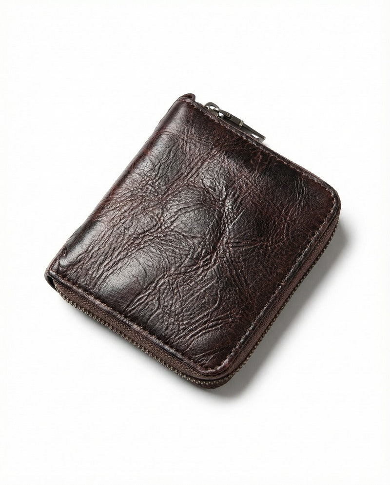Cartera con Cremallera de Piel de Becerro