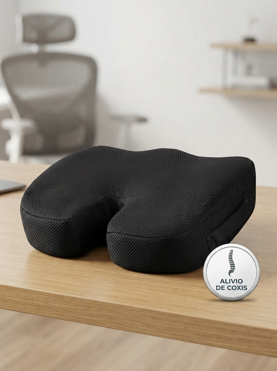 Cojín Ortopédico en Forma de U para Alivio de Coxis, Ciática y Hemorroides - Silla de Oficina, Coche y Postparto