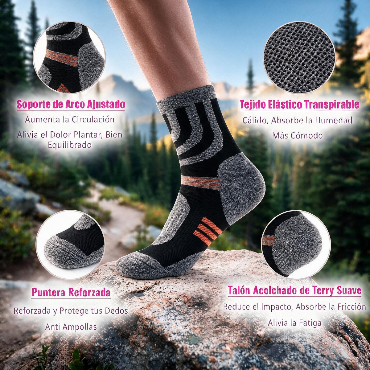 Calcetines Anti-Ampollas Acolchados para Running y Senderismo